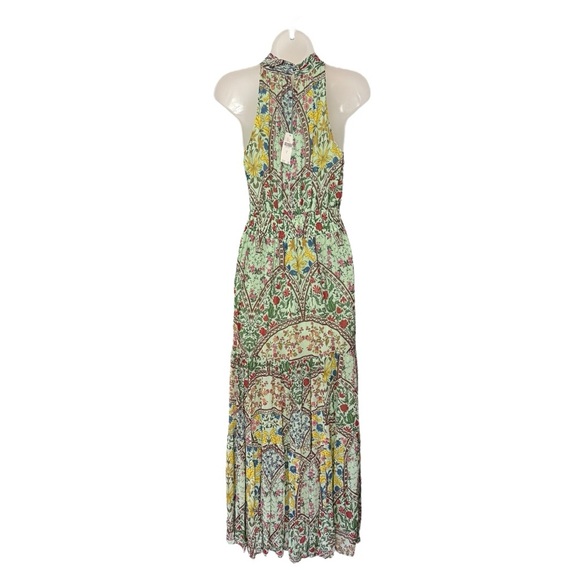 ANTHROPOLOGIE | NWT The Somerset Halter Maxi Dress in Green Motif, Size Large - Picture 7 of 12